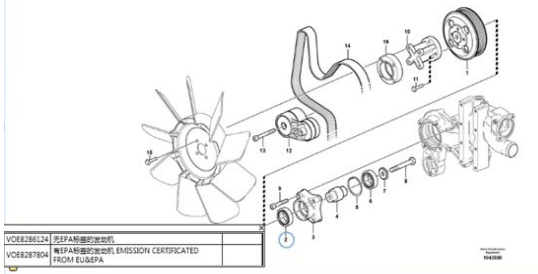 Fullwon ORIGINAL Volvo EC210B Excvator Spare Parts of Fan Bearing